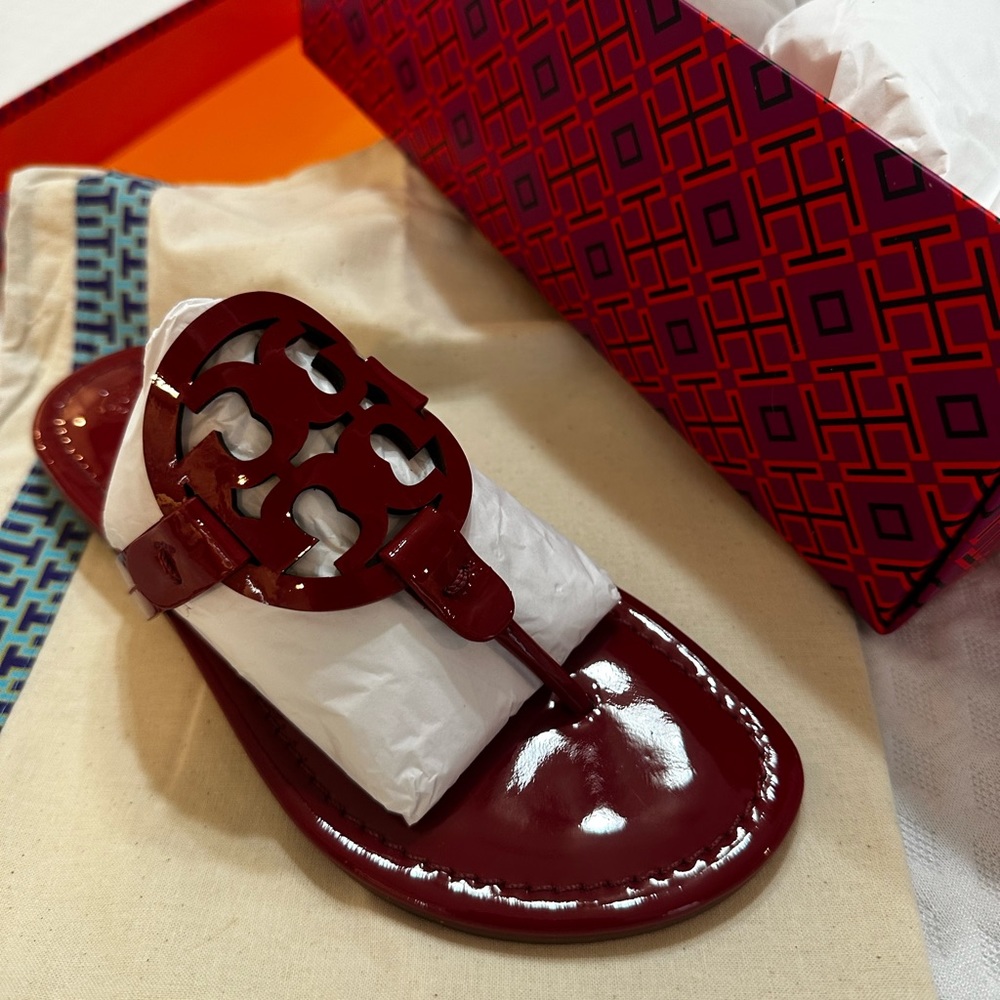Tory Burch Miller Sandal in Berry. Size 6.5. Brand New.